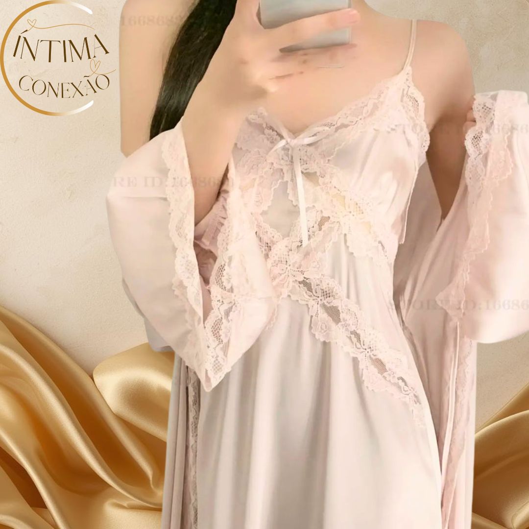 Long Satin & Lace Set — Designed for Women Who Master the Art of Resting with Elegance