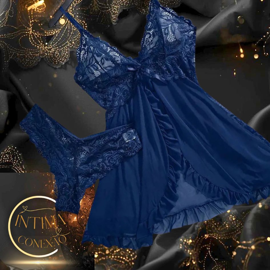 Luxury Sheer Tulle Set – V-Neck Bra and Open Nightdress | An Evening of Allure