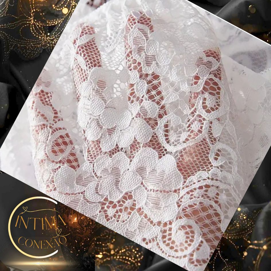 Luxury Sheer Tulle Set – V-Neck Bra and Open Nightdress | An Evening of Allure
