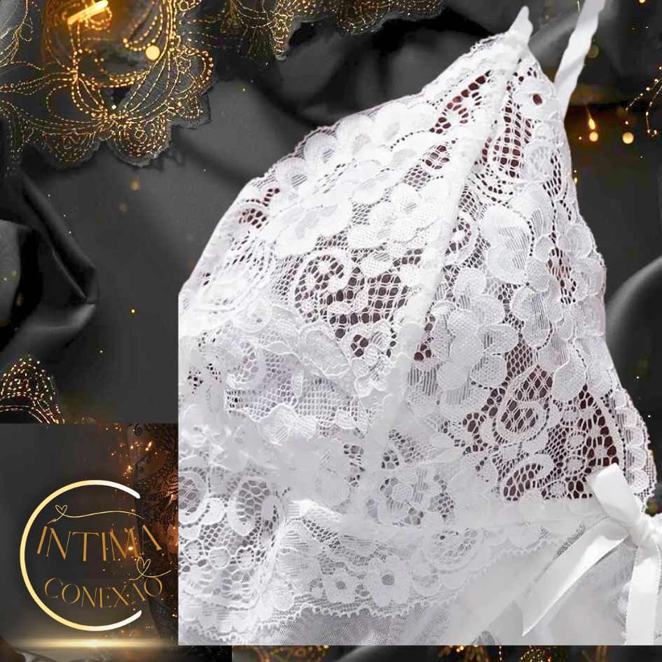 Luxury Sheer Tulle Set – V-Neck Bra and Open Nightdress | An Evening of Allure