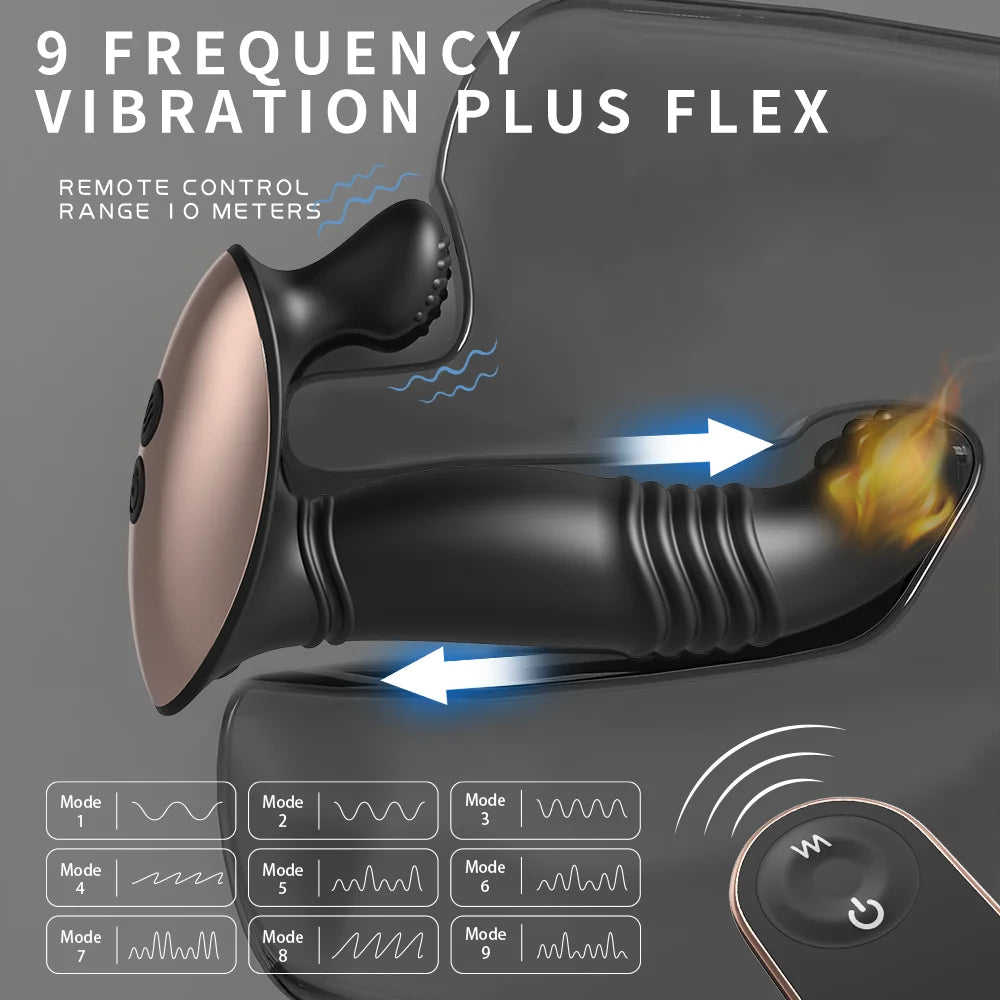 Prostate & Perineum Stimulator for Men – 9 Vib Modes, Flex-Motion Thrusting & Remote Control