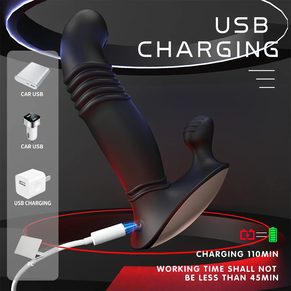 Prostate & Perineum Stimulator for Men – 9 Vib Modes, Flex-Motion Thrusting & Remote Control