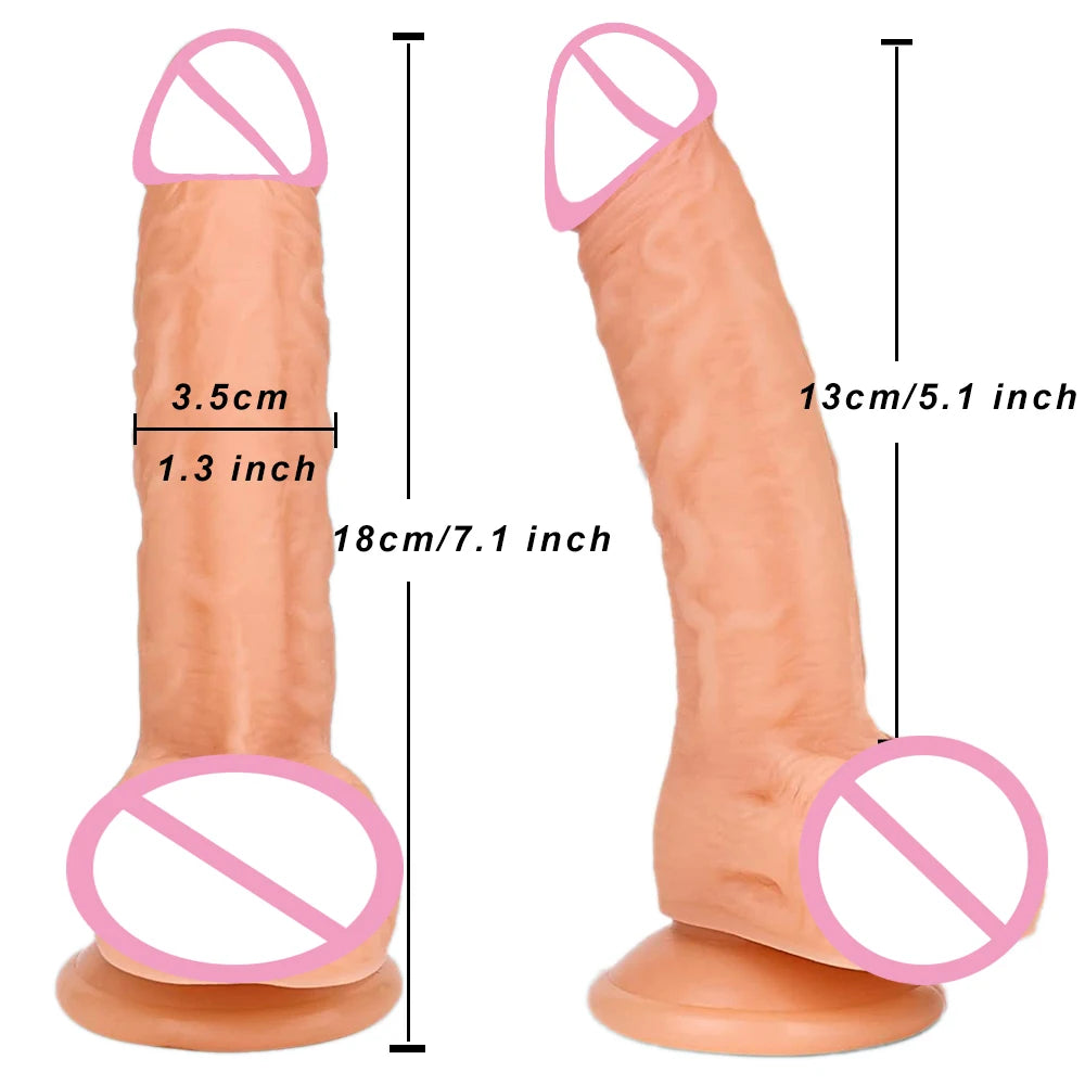 Realistic Dildo with Suction Base – Ultra-Soft PVC, Lifelike Texture & Hands-Free Pla