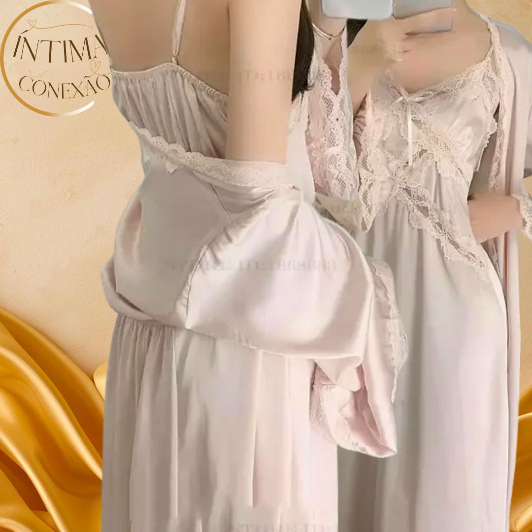Long Satin & Lace Set — Designed for Women Who Master the Art of Resting with Elegance