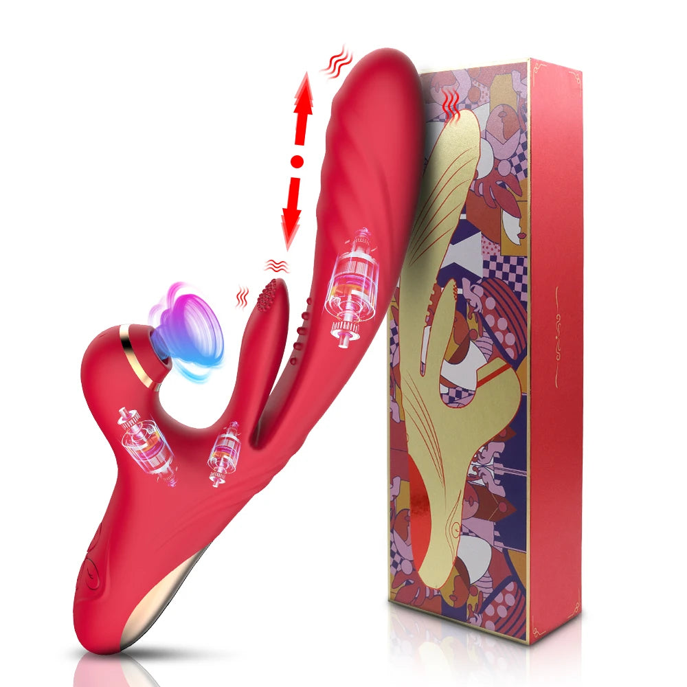 Luxury 3-in-1 Ecstasy Pulse Vib Massager – Licking, Suction & Telescopic Thrusting