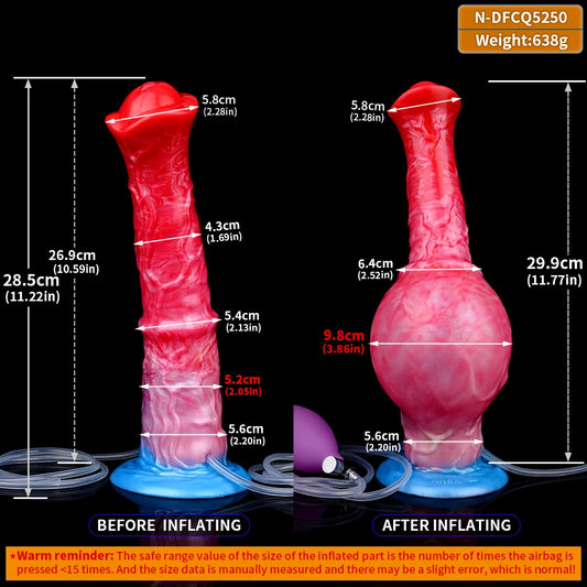 Inflatable Horse-Inspired Dildo &amp; Knot Plug – Extreme Fullness, Hand Pump Control &amp; Medical-Grade Silicone