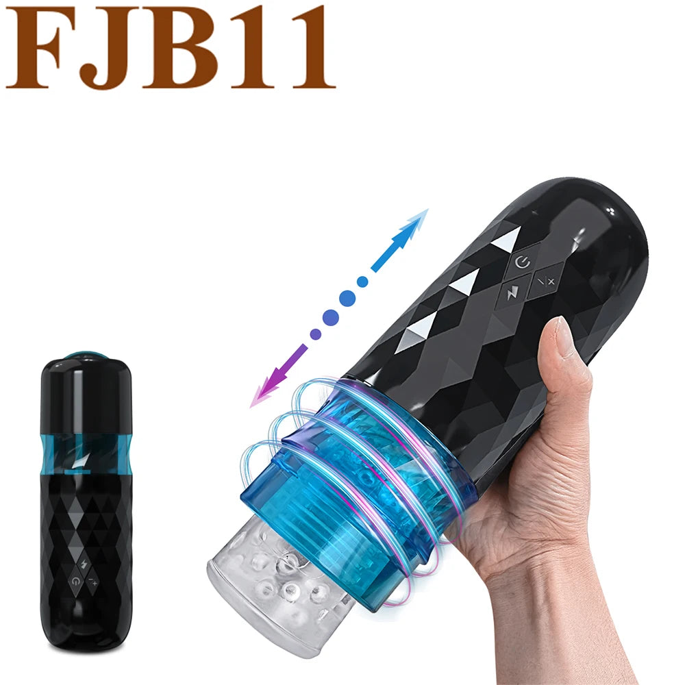 Automatic Male Masturbator with Suction &amp; Thrusting – 7 Modes, Hands-Free Pleasure  Descrição