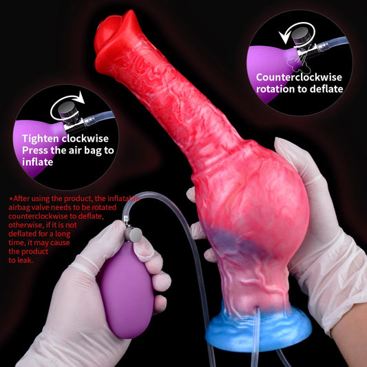 Inflatable Horse-Inspired Dildo &amp; Knot Plug – Extreme Fullness, Hand Pump Control &amp; Medical-Grade Silicone