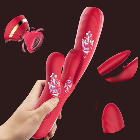 Luxury 3-in-1 Ecstasy Pulse Vib Massager – Licking, Suction & Telescopic Thrusting