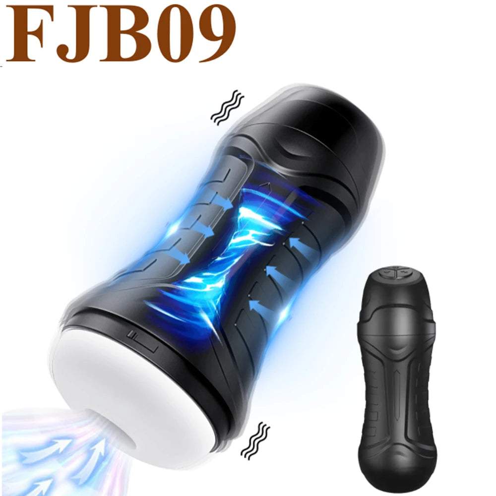Automatic Male Masturbator with Suction &amp; Thrusting – 7 Modes, Hands-Free Pleasure  Descrição