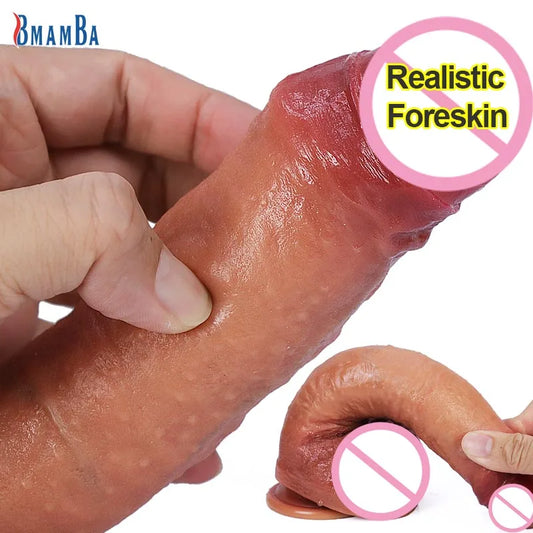 🍑 Titan Touch – Realistic Silicone Foreskin Dildo with Suction Base