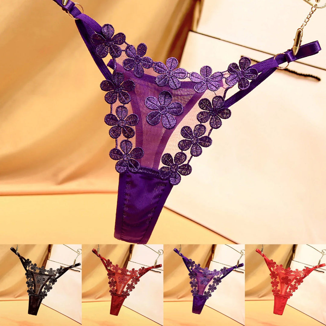 Pure Desire Thong | Floral Elegance &amp; Bold Seduction | Íntima Conexão