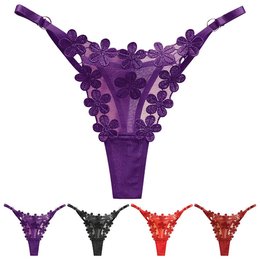 Pure Desire Thong | Floral Elegance &amp; Bold Seduction | Íntima Conexão